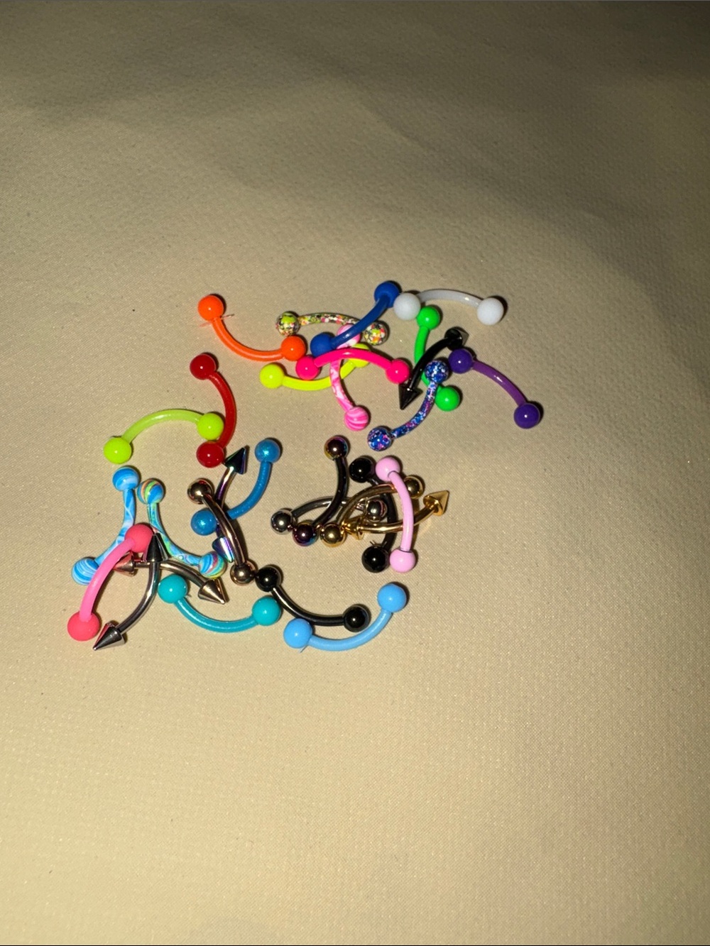 Assorted Neon Curved Barbell Belly Button Rings - Multi-Color - Picture 2 of 2